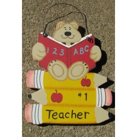 1369 - #1 Teacher Bear ABC 123 on pencils