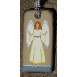 Primitive Wood Tag 1463 - Angel Gift Tag 