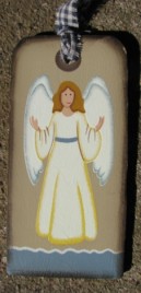 Primitive Wood Tag 1463 - Angel Gift Tag 