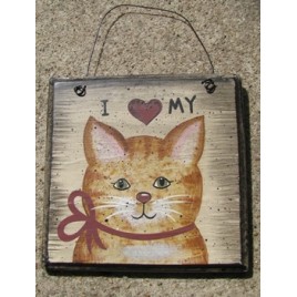 Cat Wood Sign WD203 - I Love My Cat  