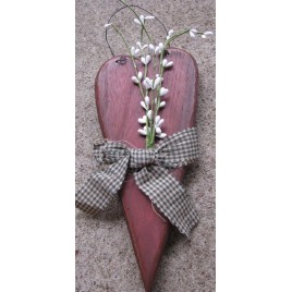 WD2094 - Burgundy Heart with white berries and green gingham checkered bow 