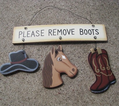 WD2106-Please Remove Boots Wood Sign