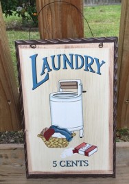 WD653 - Laundry 5 cents Wood Sign 