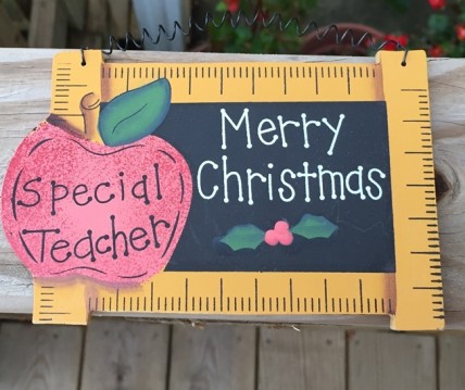 Wood Christmas Ornament 78 - Merry Christmas Teacher Slate 