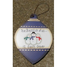 Wood Ball Christmas Ornament wd853 - The best Gift of all is Each Other Wood Ball Christmas Ornament wd853 - The best Gift of all is Each Other