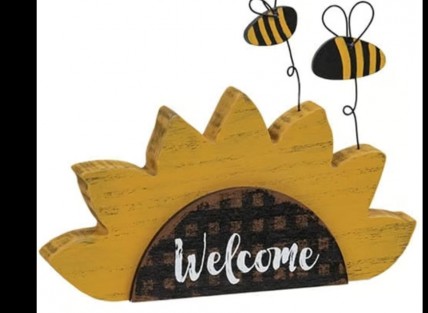 37611 Welcome sunflower sitter w/bees