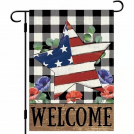 77M9G5V421 Welcome Blue White And Red Star Garden Flag double sided
