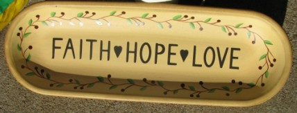 XP-2A Faith Hope Love Wood Oval Plate 
